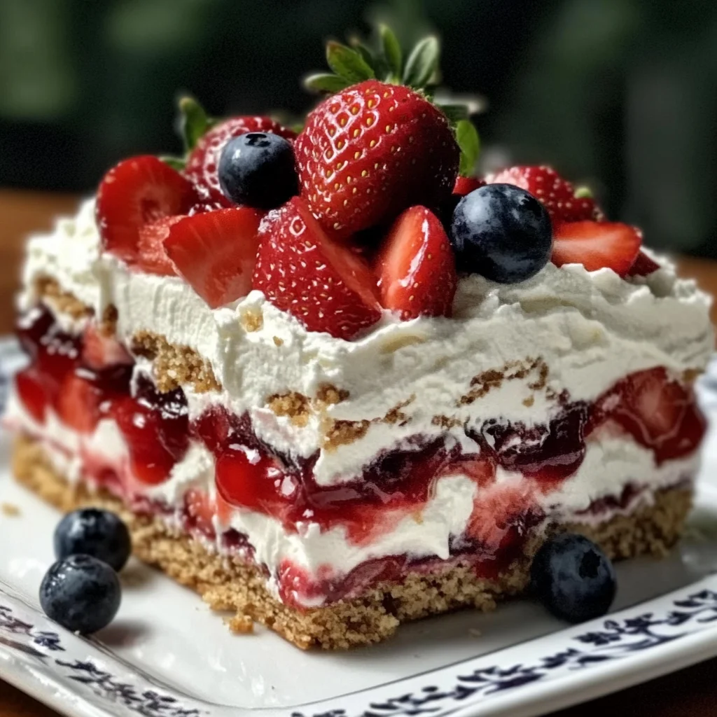 Easy No-Bake Patriotic Strawberry Icebox Cake
