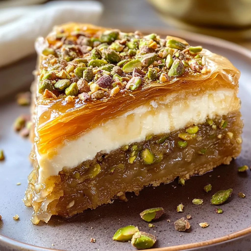 Honey Pistachio Baklava Cheesecake