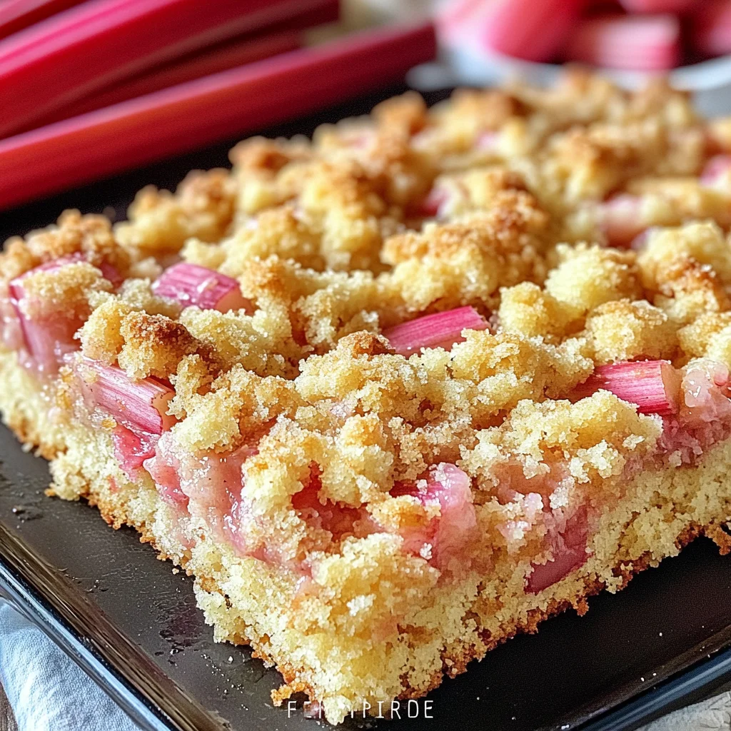 Rhubarb Sheet Cake with Streusel