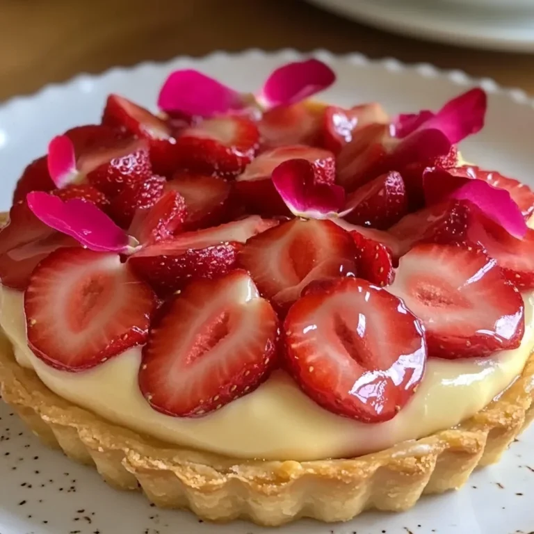 Strawberry Rose Tart with Custard Cream